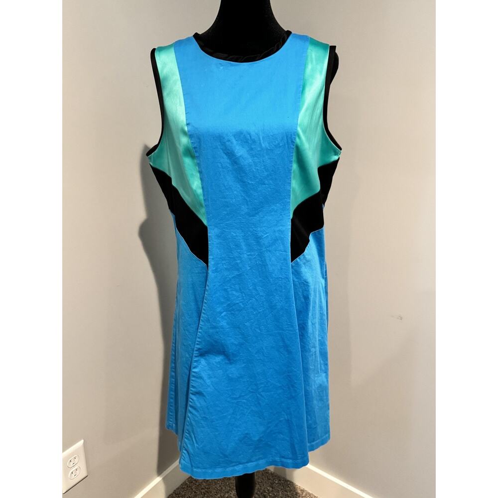 Prabal Gurung For Target Dress Womens 14 Blue Colorblock Fit Flare A Line Repop